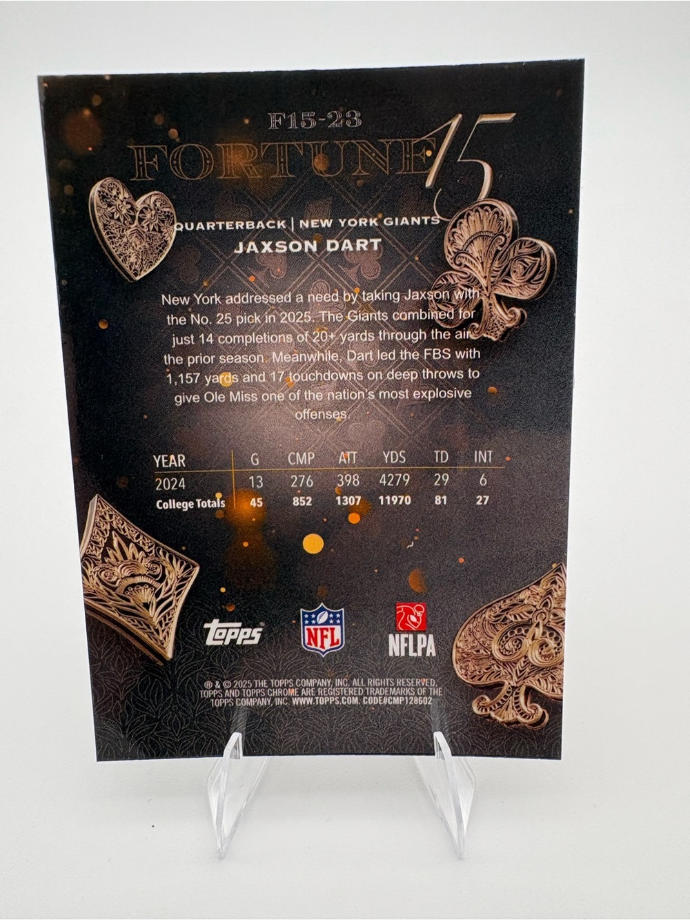 Jaxson Dart Giants 4-Card Rookie Lot 🔥Inserts 🔥 Panini / Topps - Picture 5 of 9